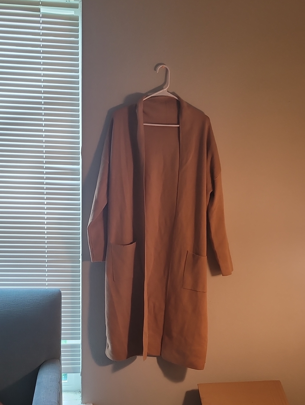 Source Unknown Tan Open-Front Long Cardigan